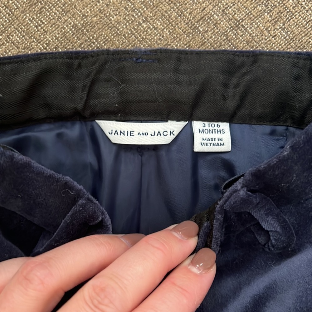 Janie & Jack Infant Navy Velvet Pants - Picture 2 of 2